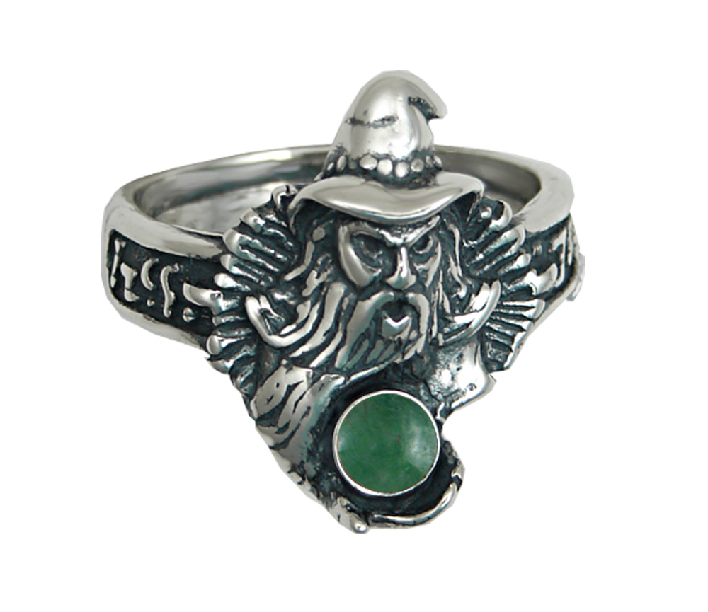 Sterling Silver Wizard Ring With Jade Size 5